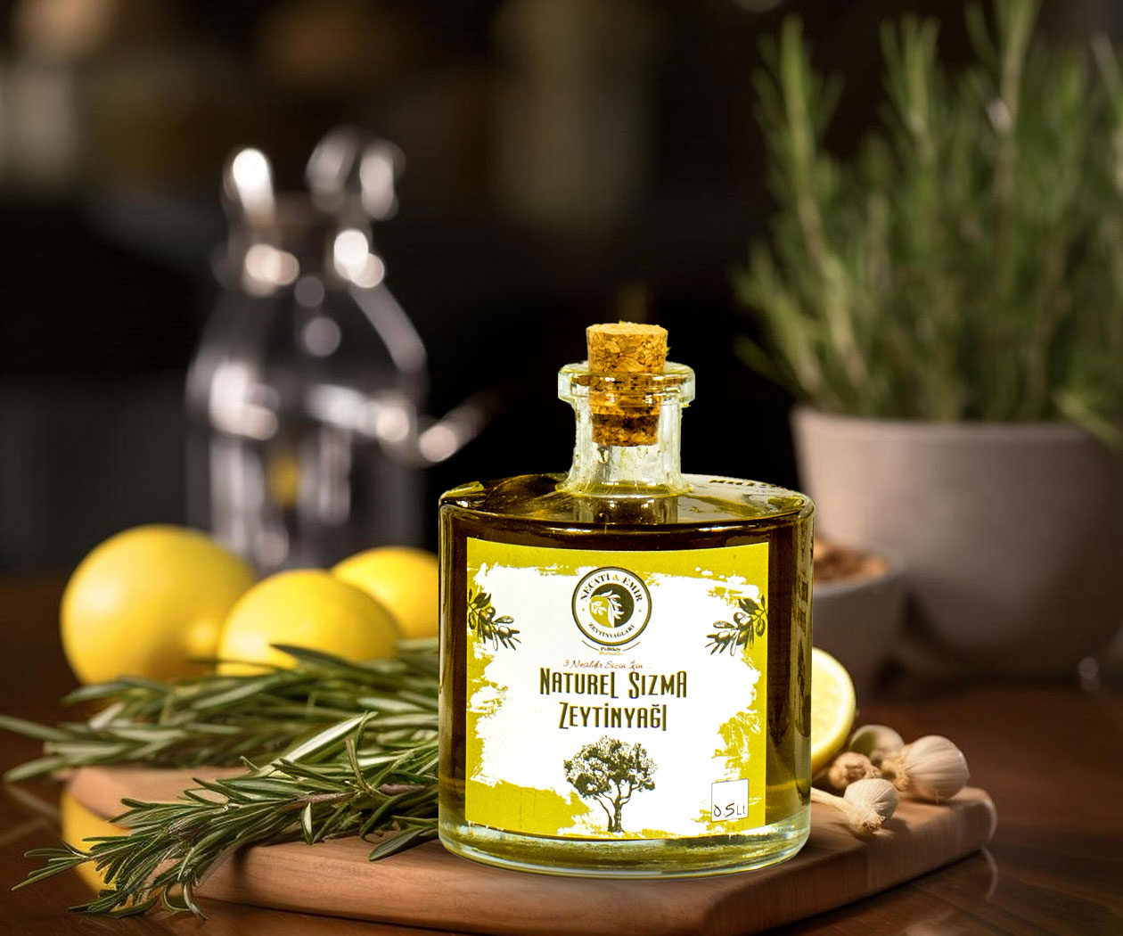 Hediyelik Cam Şişe Zeytinyağı (0,5 Lt) - Görsel 4