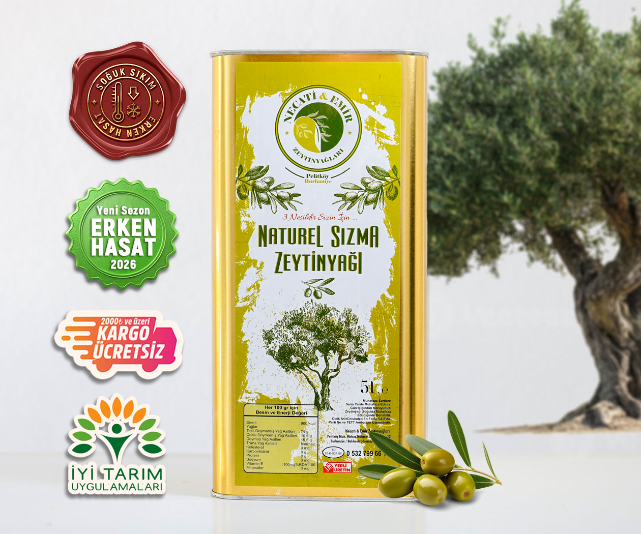 Erken Hasat Zeytinyağı (5 Lt) necati-emir-zeytinyaglari-zeytinyagi-5lt-teneke