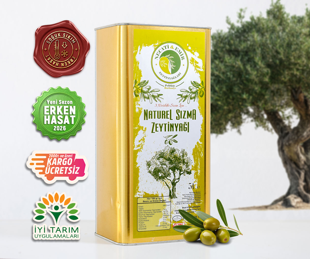 Erken Hasat Zeytinyağı (5 Lt) necati-emir-zeytinyaglari-zeytinyagi-5lt-teneke