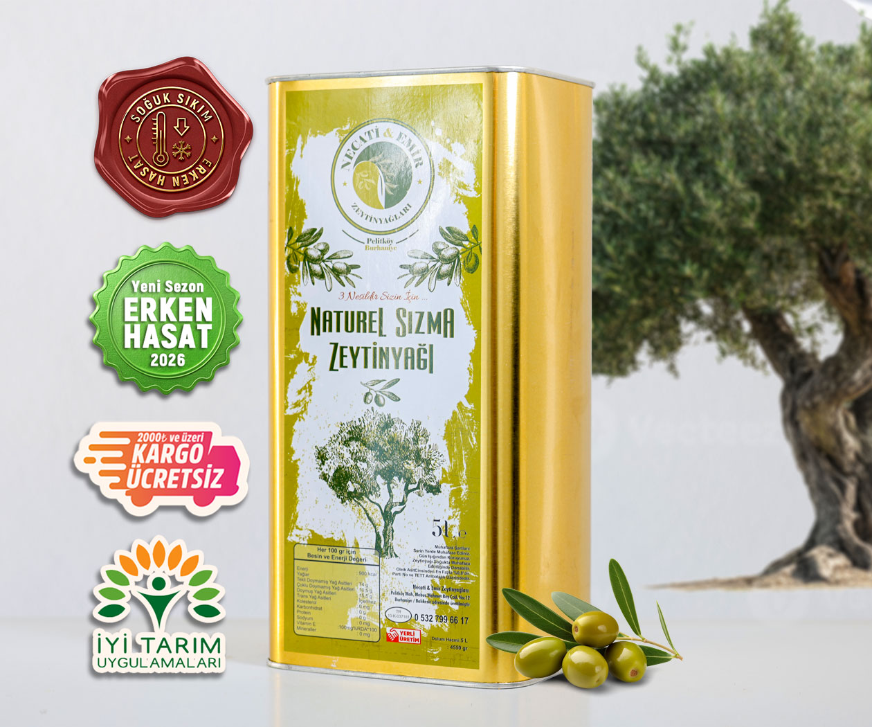 Erken Hasat Zeytinyağı (5 Lt) necati-emir-zeytinyaglari-zeytinyagi-5lt-teneke